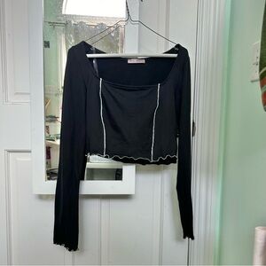 Dolls Kill Black Long Sleeve Crop Top